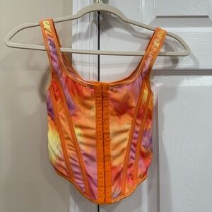 Vibrant Orange and Purple Women's Corset Top